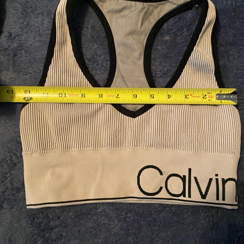 Calvin Klein Striped Black and Cream Sports Bra - Picture 6 of 6